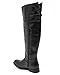 Breckelles BD49 Women Crinkle Leatherette Round Toe Riding Thigh High Boot - Black