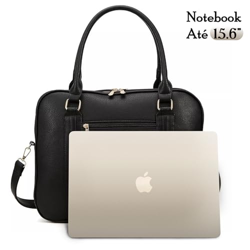 Bolsa Feminina Pasta Executiva para Notebook até 15.6” Reforçada Couro Ecológico para Trabalho, Reuniões e Dia a Dia