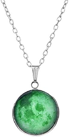 Rack Jack Handmade Moon Necklace Glass Dome Lunar Eclipse Pendant - Green