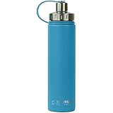 EcoVessel BOULDER TriMax Vacuum Insulated Stainless Steel Water Bottle with Versatile Stainless Steel Top and Tea, Fruit, Ice Strainer - 24 ounce - Teal Lagoon