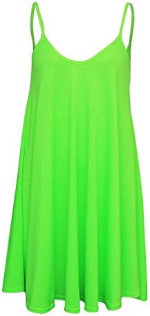 Womens Plus Size Sleeveless Plain Viscose Jersey Swing Dress Neon Green XXL