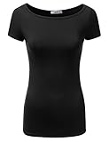 JJ Perfection Women's Basic Short Sleeve Boat Neck T-Shirt