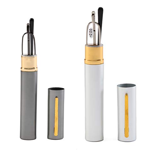 SOOLALA Super Slim Compact Reader Reading Glasses Reader w/Pen Clip Tube Case