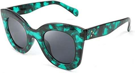 FEISEDY Retro Oversized Square Horn Sunglasses Semi Cat Eye