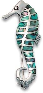 Heather Needham, Sterling Silver Paua Shell Seahorse Brooch