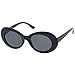 zeroUV - Bold Retro Oval Mod Thick Frame Sunglasses Clout Goggles with Round Lens 51mm (Black/Smoke)