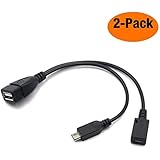 AuviPal 2-in-1 Micro USB Cable (OTG Cable + Power Cable) - 2 Pack