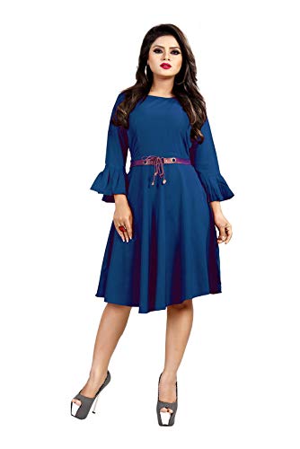 Buy N C Creation Designer Round Neck Full Stitched Knee Length One Piece Dress With Free Belt Girls Women S At Amazon In
