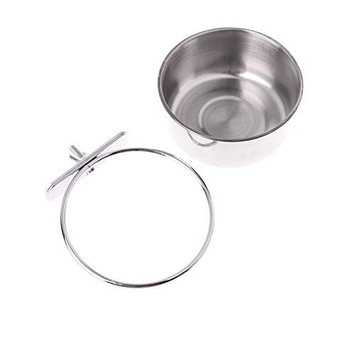 DoubleWood 2 Pcs Pet Food & Water Bird Cups Stainless Steel Coop Cup Feeding Dish Feeder for Parrot Macaw African Greys Budgies Parakeet Conure Finch Small Animal Cage Bowl (Size Small)