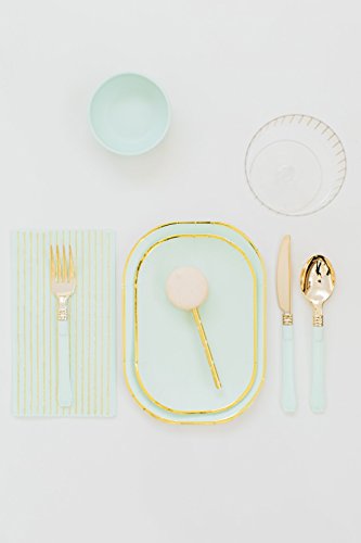 Sugar & Cloth Mint and Gold Plastic Disposable Flatware Set, 36-Piece, Service for 12