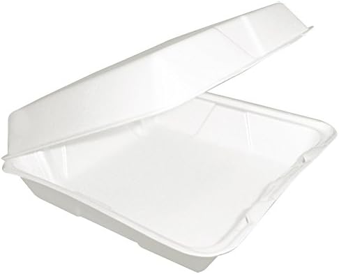 Dart 85HT1R, 8x8x3-Inch Performer White Single Compartment Foam Container with a Removable Hinged Lid, Carryout Food Disposable Containers (50)
