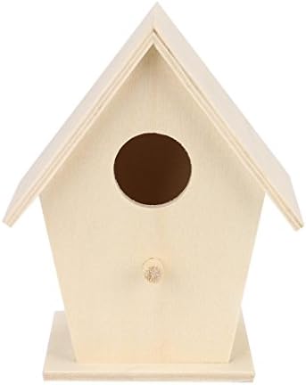 Nesix Wooden Bird Hut - Cozy Resting place for birds - Provides shelter from cold weather - Bird hideaway from predators - Wooden Box for Bird Nest Bird House - Ideal for Finch &amp; Canary (Khaki)