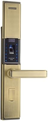 LEGU Fingerprint and Touchscreen Keyless Smart Lever Lock for Door fingerprint+password+card+key/Security intelligent anti-theft lock (Right handed)