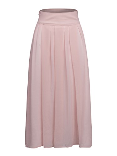 PERSUN Women's Long Tulle Skirts Casual Pleated Chiffon A-Line Maxi Skirt