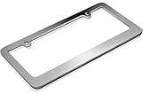 Stainless Steel License Plate Frame - Universal Tag Frame Holder, Thick Botton Chrome Metal