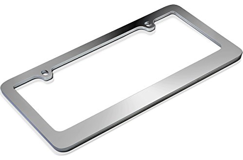 Stainless Steel License Plate Frame - Universal Tag Frame Holder, Thick Botton Chrome Metal