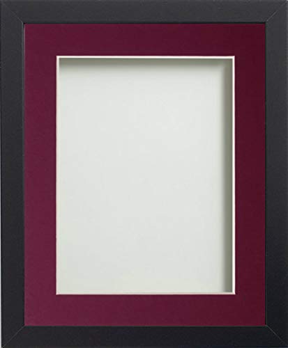 Frame Company Allington Black 12x10 inch Frame With Plum Mount For Image 9x7 inch *Choice of sizes* Fitted with Real Glass