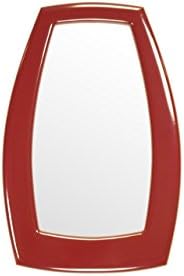 Large Stylish and elegantly shaped modern wall art mirror in glossy burgundy - deep red wine color - The Obelix by Marvellous Mirrors (25.5" x 16.5")