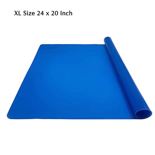 Silicone Baking Mat Extra Large 24''x20'' for Dough Rolling Pastry Fondant Mat Nonstick and Nonskid Heat Resistent, Countertop Protector, Dining Table Mat and Placemat(Extra Large Size, Blue)