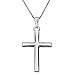 Sterling Silver Textured Cross Pendant Cable Chain Necklace Italy, 20
