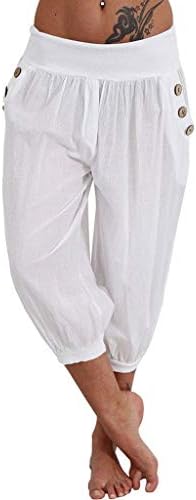 Pervobs Women Pants, Big Women Casual Elastic Waist Boho Pants Harem Check Baggy Wide Leg Sports Yoga Capris
