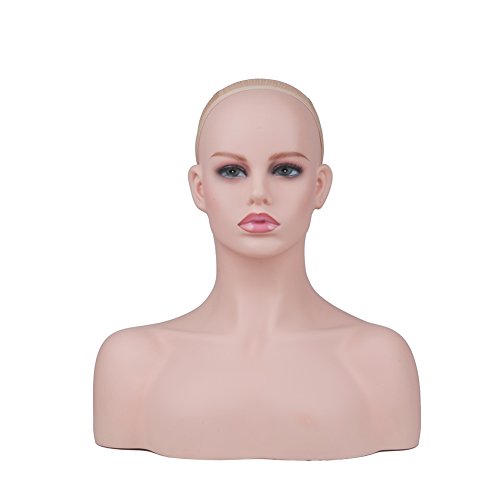 L7 Mannequin Realistic American Polypropylene Mannequin Head Form with Shoulder Bust - Thumbnail 3