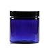 Ambicio (Set of 12) Cobalt Blue 4 Ounce Jar with Black Smooth Lid PET Plastic (BPA Free) Refillable Straight Sided Jar