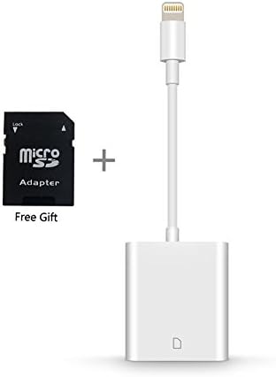 SD Card Reader, Lightning Adapter for iPhone (Support iOS 11.3 and Before), Trail Game Camera Viewer for iPhone X/8 Plus/8/7 Plus/7/6s Plus/6s/6 Plus/6/5 iPad Mini/Air, No App Required, [Upgraded]