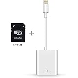 SD Card Reader, Lightning Adapter for iPhone (Support iOS 11.2 and Before), Trail Game Camera Viewer for iPhone X/8 Plus/8/7 Plus/7/6s Plus/6s/6 Plus/6/5 iPad Mini/Air, No App Required