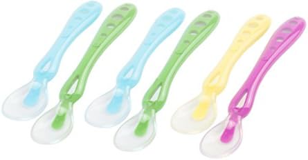 Silicone Baby Spoons, BPA-Free Silicone Baby Spoon Set - 6 Soft Tip Silicone Baby Spoons Set - 2 Bonus Travel Cases &amp; Food Smasher - Great For Self Feeding &amp; Baby Feeding (6 set, Multicolor)