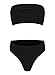 Ybenlow Women's 2 Piece Solid Bandeau Swimsuit Top Bottom Set,Black,Small