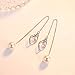 Elegant 925 Sterling Silver Threader Tassel Earrings Pearl Ball Drop Long Chain Earrings Wedding for Women
