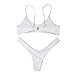 KOFUN Womens Bikini Set Swimwear Brazilian Padded Top Swimsuit Solid Color Triangle Bottom White Large
