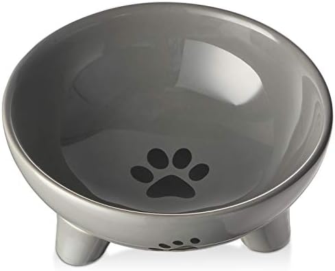 Y YHY Elevated Dog Bowls,Raised Dog Food Bowl 27 Ounces,Pet Bowls for Cat Dog,Ceramic Cat Food Bowls,Anti Vomiting,Protect Spine,Stress Free,Microwavable and Dishwasher Safe,Grey