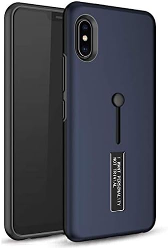 Fablue Apple iPhone X TPU + PC Dual Layer with Stand & Finger Holder Back Case Cover for Apple iPhone X Blue