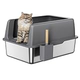 Zarler Stainless Steel Litter Box with Lid, Extra