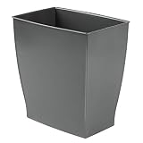 mDesign Wastebasket Trash Can - Rectangular, Slate