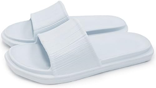 Posieo Non-slip Lightly Soft Quick drying bath slippers summer sandals for bathroom living room swimming pool SPA indoor &amp; outdoor use (Women Large, Blue)