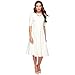 DANTIYA Women's Half Sleeve Elegant Back Zipper A-Line Knee Long Dress