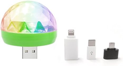 Ploveyy Mini USB Disco Light,Portable Home Party Light,DC 5V USB Led Disco Ball DJ Lights,There are apple, android, type-c adapter. Suitable for mobile phones. (White)
