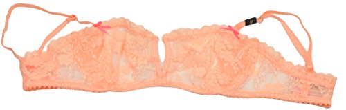 Victorias Secret Plunge Unlined Demi See Through Lace Bra (34C, Citrus Coral)