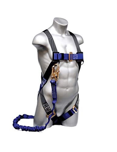 Elk River 48113 Construction Plus Polyester1 D-Ring Harness with 6' NoPac Energy-Absorbing Lanyard, Fits Small to X-Large