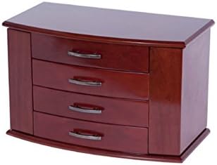 Simple Classic Wooden Jewelry Organizer Storage Box with Mirror in Dark Walnut Color For Bedroom Display