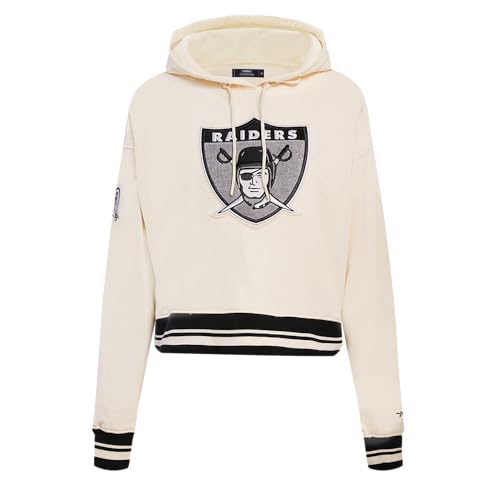 Pro Standard Womens NFL Las Vegas Raiders Retro Classics Cropped Pullover Hoodie Eggshell/Black L