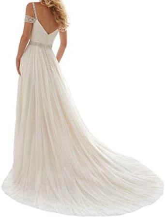 Women's Simple Lace Beach Bridal Dress Ivory Simple Long Formal Wedding Dresses