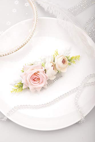 Kercisbeauty Floral Bridal Boho White Hair Comb Photo Shoot Hair Wreath Crown Spring Wedding Hair Piece Barrette Prom Girl