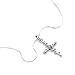 925 Sterling Silver Vintage Rose Flower Cross Pendant Necklace, 18 inch Snake Chain