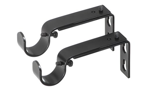 IvilonIvilon Adjustable Brackets for Curtain Rods - for 7/8 or 1 Inch Rods. Set of 2 - Black