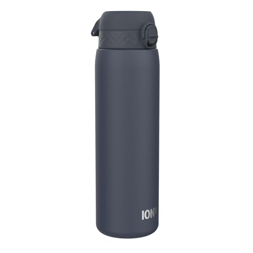 ION8 Borraccia Acciaio Inox Leggero 1 Litro, Non Isolato, a Prova di Perdite, Facile da Aprire, Serratura Sicura, Lavabile in Lavastoviglie, Durevole e Resistente ai Graffi, Blu Navy Cenere
