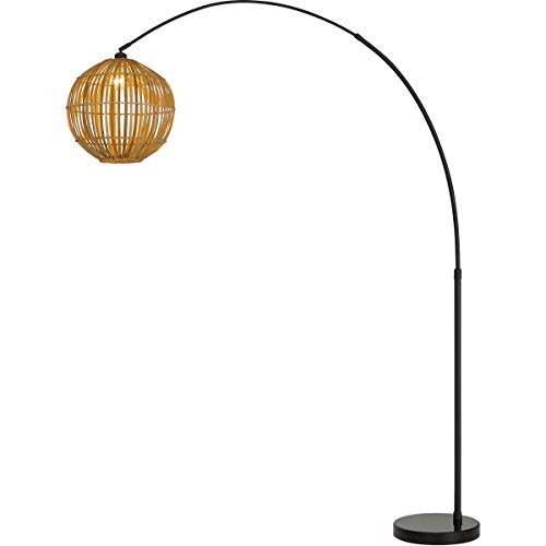 Cal 100W Lakeside Metal Adjustable arc Floor lamp with Bamboo Shade and